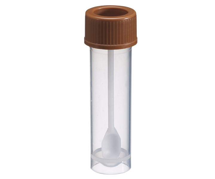 50 Stuhl-Probenröhrchen Für Stuhlproben – 25/107 Mm, PP, Mit Löffel & Schraubverschluss, Nach DIN EN 829 Stuhlbecher 25x107mm Braun